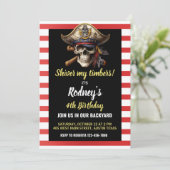 Shiver My Timbers Pirate Theme Verjaardag Uitnodig Kaart (Staand voorkant)