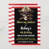 Shiver My Timbers Pirate Theme Verjaardag Uitnodig Kaart (Voorkant / Achterkant)