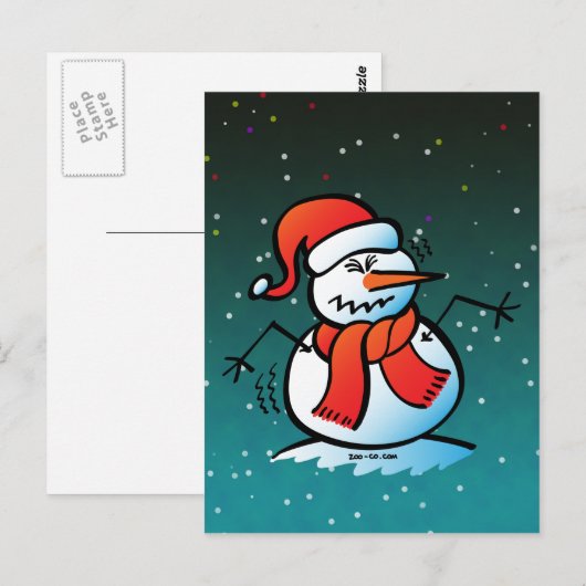 Shivering Snowman Briefkaart (Voorkant / Achterkant)