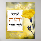 Shiviti Hebrew English Text Waterverf Floral Art Poster (Voorkant)