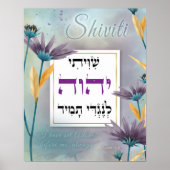 Shiviti Hebrew English Text Waterverf Floral Art Poster (Voorkant)