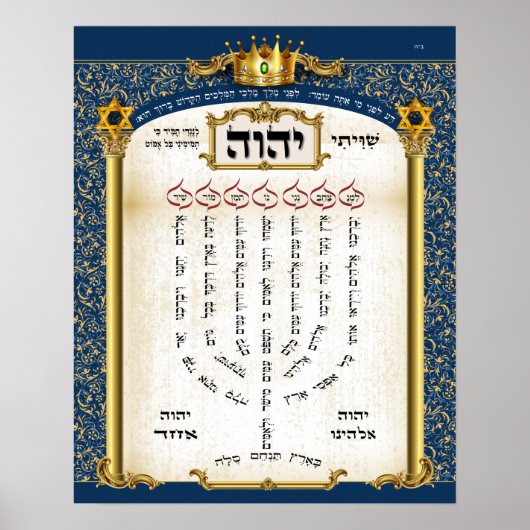 Shiviti Hebrew Prayer - Psalm 67 Giclee Art Print (Voorkant)