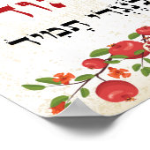 Shiviti Hebrew Text Pomegranates Art Poster (Hoek)