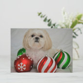 Shiz Tzu met kerstversiering Feestdagenkaart (Staand voorkant)
