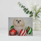 Shiz Tzu met kerstversiering Feestdagenkaart (Staand voorkant)