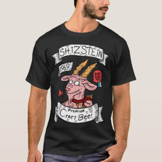 Shizstein. Ambachtelijk bier Logo. Roze geit. T-shirt
