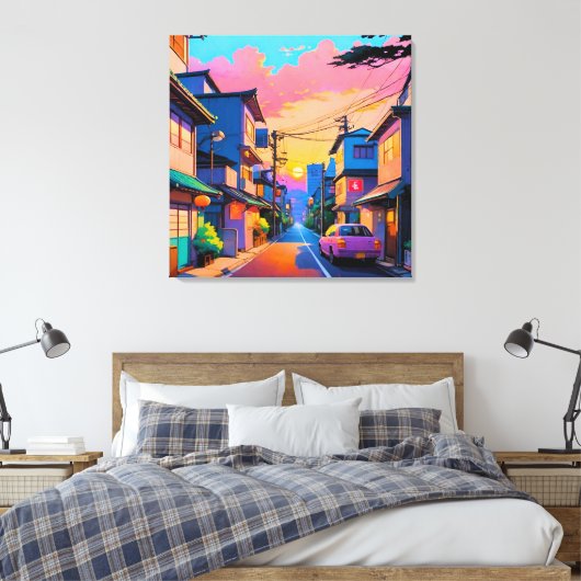 "Shizuka no Michi" (Stille Straat) Canvas Afdruk (Insitu (Slaapkamer))