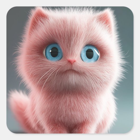 Shmu - Het roze kat Vierkante Sticker (Voorkant)