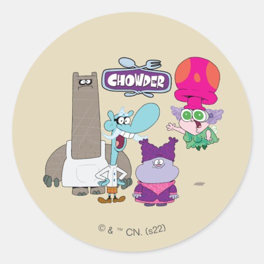 Shnitzel, Mung, Chowder en Truffels Ronde Sticker (Voorkant)