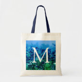 Shoal of Blue Discus Fish Monogram Tote Bag (Voorkant)