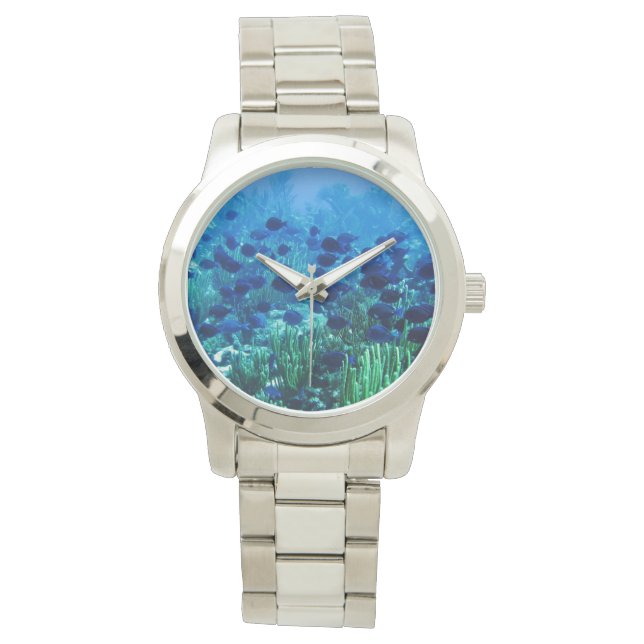 Shoal of Blue Discus Fish Underwater Horloge (Voorkant)