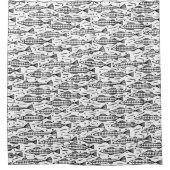Shoal of Fish Pattern - Black on White Douchegordijn (Voorkant)