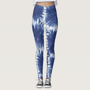 Shobori Tie Dye Print Patroon Blue Leggings