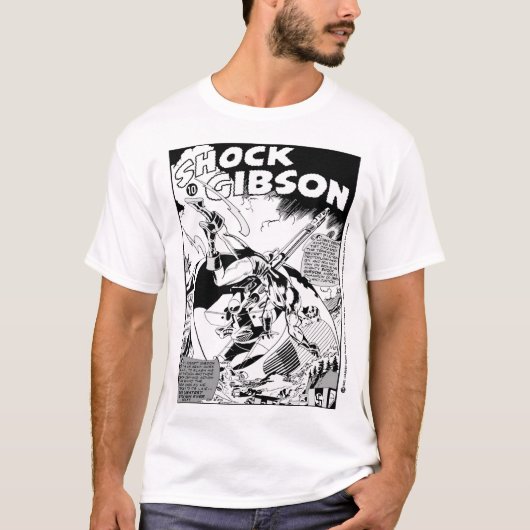'SHOCK Gibson' stripboekpaneel T-shirt (Voorkant)