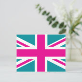 Shock Pink Union Jack British (UK)-vlag Briefkaart (Staand voorkant)