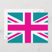 Shock Pink Union Jack British (UK)-vlag Briefkaart (Voorkant / Achterkant)