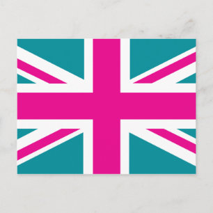 Shock Pink Union Jack British (UK)-vlag Briefkaart