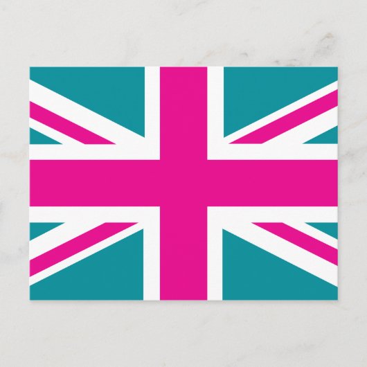 Shock Pink Union Jack British (UK)-vlag Briefkaart (Voorkant)