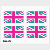 Shock Pink Union Jack Britse (UK) vlag Rechthoekige Sticker (Vel)
