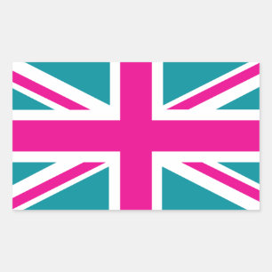 Shock Pink Union Jack Britse (UK) vlag Rechthoekige Sticker
