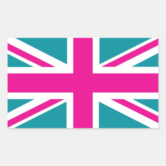 Shock Pink Union Jack Britse (UK) vlag Rechthoekige Sticker (Voorkant)