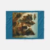 Shocked Australian Shepherd Dog T-rex Bigfoot Ufo  Fleece Deken (Voorkant (Horizontaal))