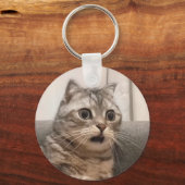 Shocked Cat Meme Dubbelzijdige Sleutelhanger (Achterkant)