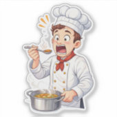 Shocked Chef Tasting Hot Custom-Cut Vinyl Sticker (Voorkant)