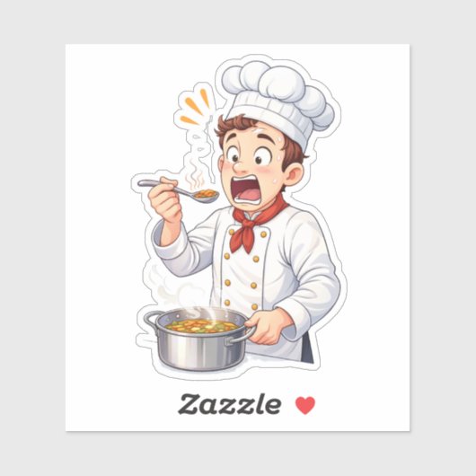 Shocked Chef Tasting Hot Custom-Cut Vinyl Sticker (Vel)