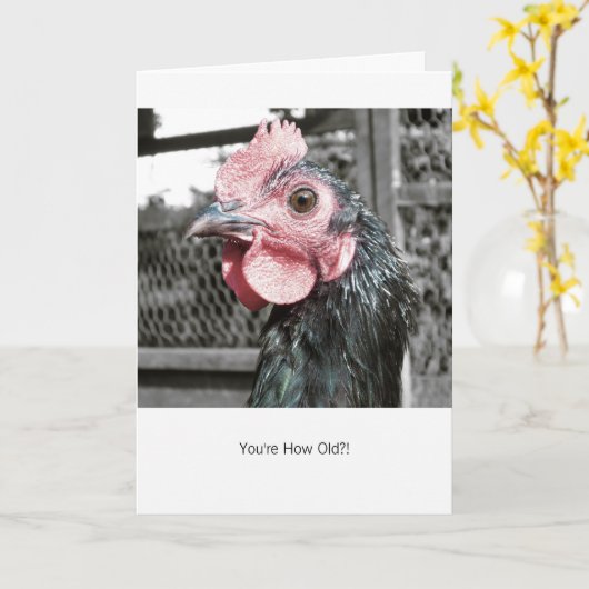 Shocked Chicken - Funny Hen Verjaardag Kaart (Gele Bloem)