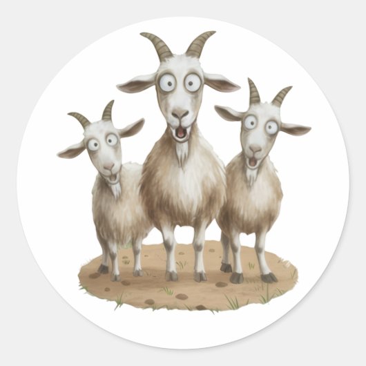 Shocked Goats Trio Ronde Sticker (Voorkant)