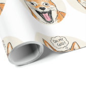 Shocked Shiba Inu "OH MY GOD" - Surprise Meme   Cadeaupapier (Rol Hoek)