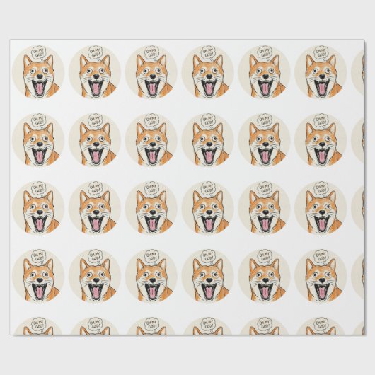 Shocked Shiba Inu "OH MY GOD" - Surprise Meme   Cadeaupapier (Vlak)