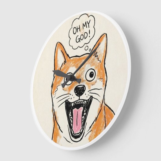 Shocked Shiba Inu "OH MY GOD"Surprise Meme Sticker Grote Klok (Hoek)