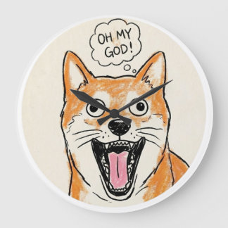 Shocked Shiba Inu "OH MY GOD"Surprise Meme Sticker Grote Klok