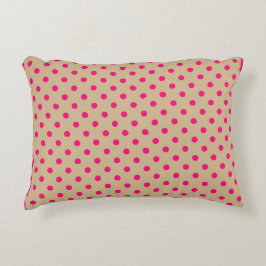 Shocking Pink Polkadot,Soft Beige Background Accent Kussen