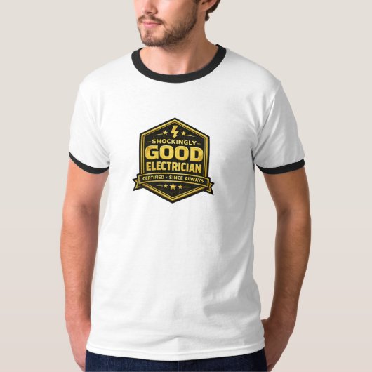 Shockingly Good Electrician Gold Badge Certified T-shirt (Voorkant)
