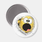 Shocky 3D Emoji Round Magnet (Voorkant / Achterkant)