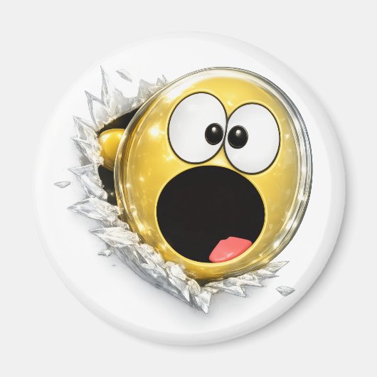 Shocky 3D Emoji Round Magnet (Voorkant)