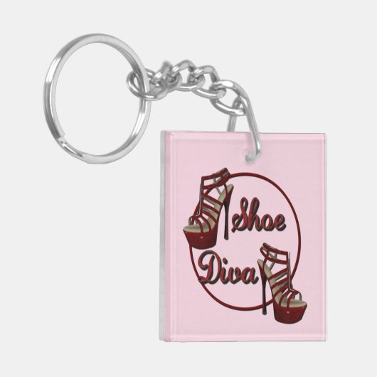 Shoe Diva Humor Roze Sleutelhanger (Voorkant Links)