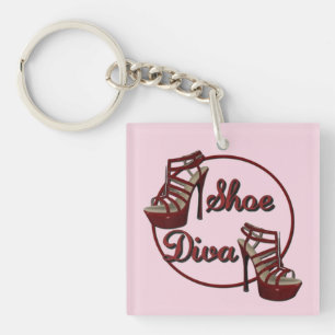 Shoe Diva Humor Roze Sleutelhanger