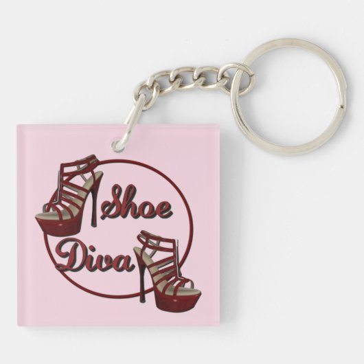 Shoe Diva Humor Roze Sleutelhanger (Achterkant)