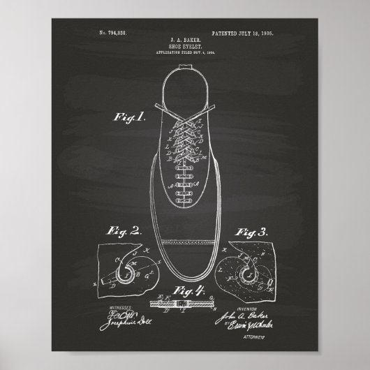 Shoe Eyelet 1905 Patent Art Chalkboard Poster (Voorkant)