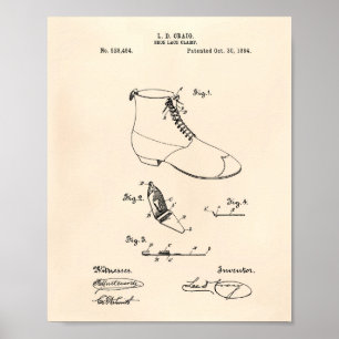 Shoe Lace Clamp 1894 Patent Art Old Peper Poster