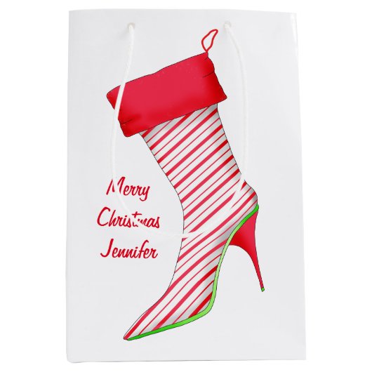 Shoe Lover Name Persoonlijke kerststop Medium Cadeauzakje (Voorkant)