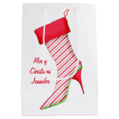 Shoe Lover Name Persoonlijke kerststop Medium Cadeauzakje (Achterkant)