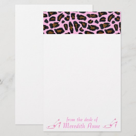 Shoe Lover Pink Leopard Print Briefpapier (Voorkant / Achterkant)