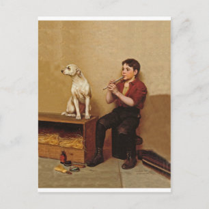 Shoe Shine Boy met Flute en Dog 1907 Briefkaart