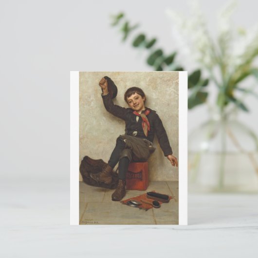 Shoe Shine Boy van John George Brown Briefkaart (Staand voorkant)