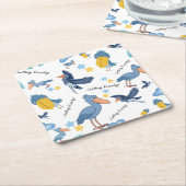 Shoebill Baby Shower Napkins Kartonnen Onderzetters (Schuin)